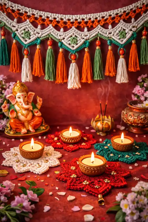 Macramé Torans, Tealight Mats and Diwali Decor